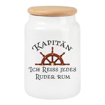 Captain – I'm tearing every rudder around - Cookie Jar with Wooden Lid - white - Front