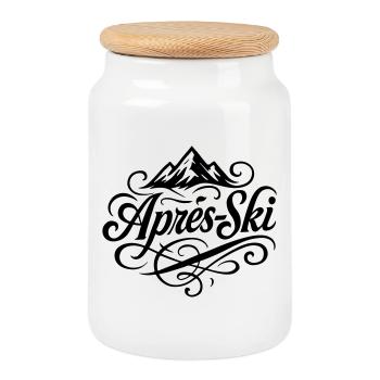 Après-ski mountains - Cookie Jar with Wooden Lid - white - Front