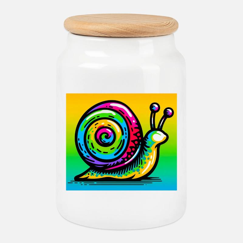 Schnecke - Keksdose mit Holzdeckel - Weiß