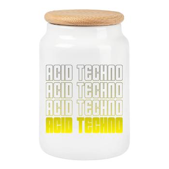Acid Techno Repetition Gradient - Cookie Jar with Wooden Lid - white - Front