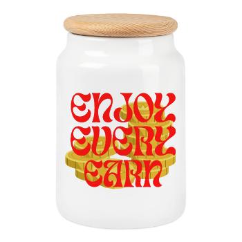 Earn and prosperity - Boîte à biscuits avec couvercle en bois - blanc - Devant