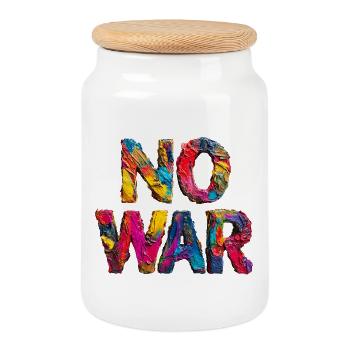 Pas de guerre Déclaration colorée - Boîte à biscuits avec couvercle en bois - blanc - Devant