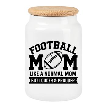 Proud Football Mom American Football - Cookie Jar with Wooden Lid - white - Front