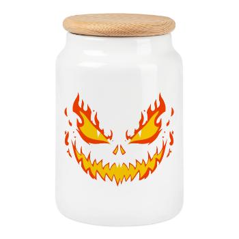 Inferno Skull Grin - Cookie Jar with Wooden Lid - white - Front