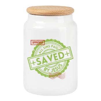 SAVED_Green_1 - Keksdose mit Holzdeckel - Weiß - Vorne