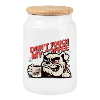 Fass meine Kaffee-Bulldogge nicht an - Keksdose mit Holzdeckel - Weiß - Vorne