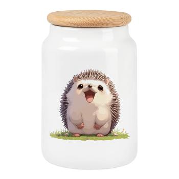 Igel - Keksdose mit Holzdeckel - Weiß - Vorne