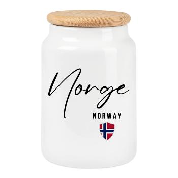 Elegant design Norway, I love Norway - Cookie Jar with Wooden Lid - white - Front