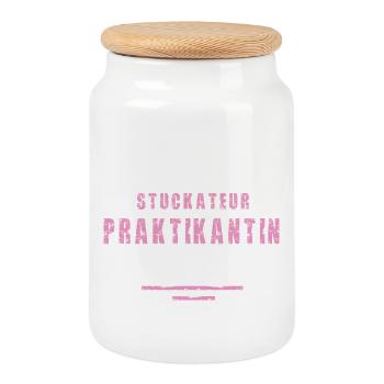 Stuckateur Praktikantin Praktikum Stuckateurin - Keksdose mit Holzdeckel - Weiß - Vorne