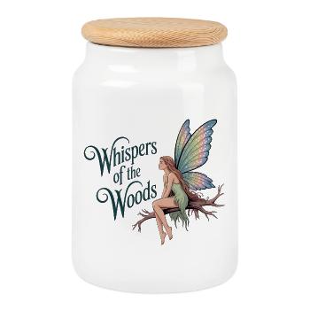 Fée de la forêt – Murmures des bois - Boîte à biscuits avec couvercle en bois - blanc - Devant