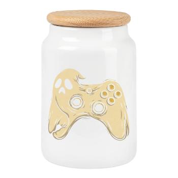 Geisterpad Retro Arcade - Keksdose mit Holzdeckel - Weiß - Vorne