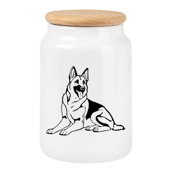 Schäferhund Hundeshirt Geschenk - Keksdose mit Holzdeckel - Weiß - Vorne