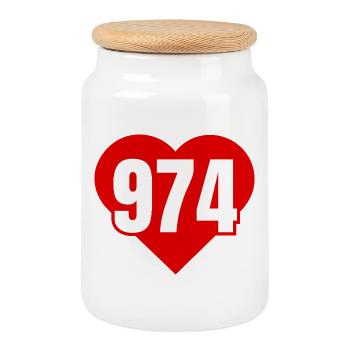 Coeur Rouge 974 - Boîte à biscuits avec couvercle en bois - blanc - Devant