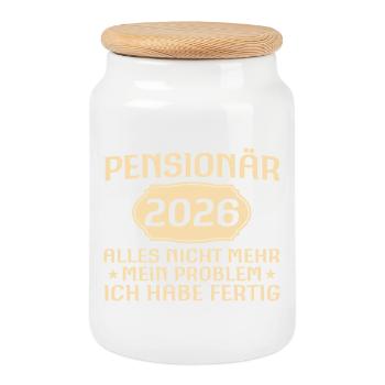 Pension Abschied Kollege Pensionär 2026 - Keksdose mit Holzdeckel - Weiß - Vorne