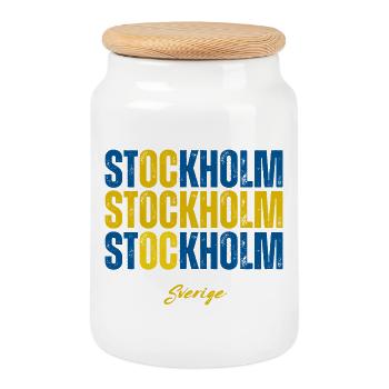 Stockholm, Schweden, schwedischer Stolz - Keksdose mit Holzdeckel - Weiß - Vorne