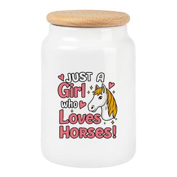 Une seule fille aime les chevaux - Boîte à biscuits avec couvercle en bois - blanc - Devant