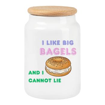 Big Bagels Funny Breakfast Shirt - Keksdose mit Holzdeckel - Weiß - Vorne