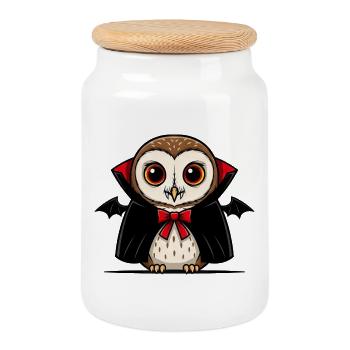 Cute Halloween owl vampire forest owl cartoon - Keksdose mit Holzdeckel - Weiß - Vorne
