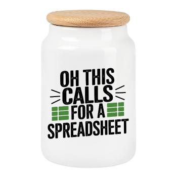 Oh that needs a table - Cookie Jar with Wooden Lid - white - Front