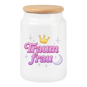 Dream Woman / Y2K Statement Nickname Design - Cookie Jar with Wooden Lid - white - Front