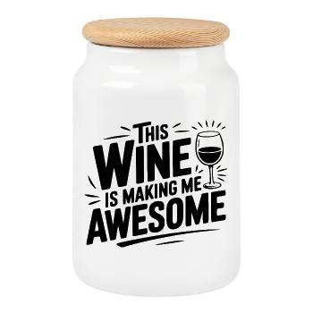 Der Wein macht mich großartig - Keksdose mit Holzdeckel - Weiß - Vorne