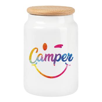 Camper_Smile_bunt - Boîte à biscuits avec couvercle en bois - blanc - Devant