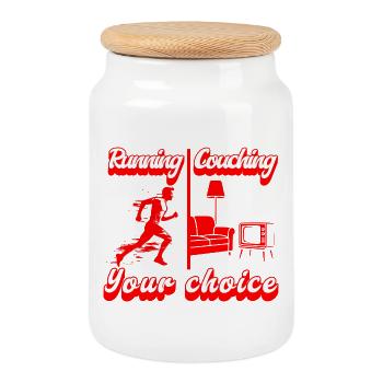 Courir ou s’installer ? À vous de choisir - Boîte à biscuits avec couvercle en bois - blanc - Devant