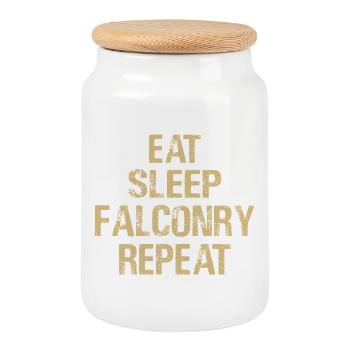 Falconry Falconer Falconer Falconer Falconry Bird of Prey - Cookie Jar with Wooden Lid - white - Front