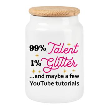 Talent Glitter Étoiles Script - Boîte à biscuits avec couvercle en bois - blanc - Devant
