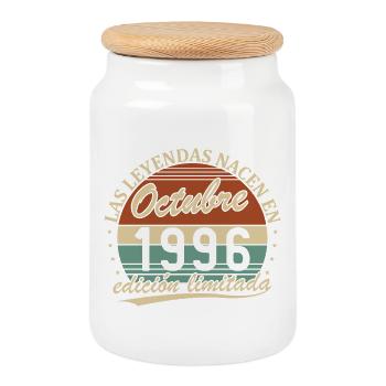 Octobre 1996 Vintage Cadeau d’anniversaire - Boîte à biscuits avec couvercle en bois - blanc - Devant