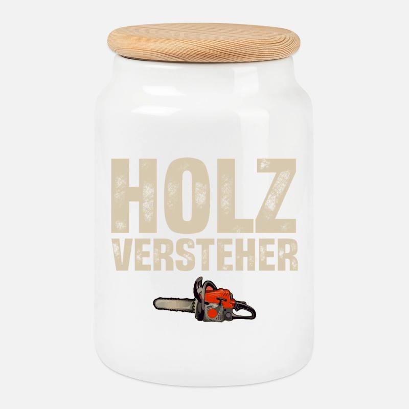 Holzfäller - Keksdose mit Holzdeckel - Weiß