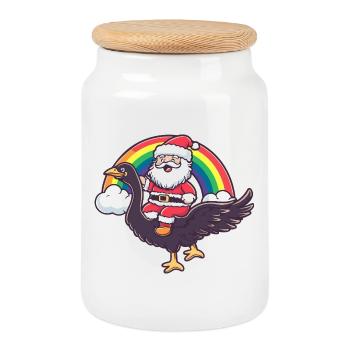 Strauß Weihnachtsmann Weihnachten - Keksdose mit Holzdeckel - Weiß - Vorne