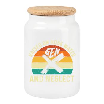 La génération X a grandi avec de l’eau et de l’humour négligé - Boîte à biscuits avec couvercle en bois - blanc - Devant