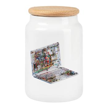 Circuit art CAO transparent sur les ordinateurs portables - Boîte à biscuits avec couvercle en bois - blanc - Devant