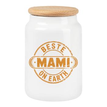 Meilleur cadeau de maman pour la fête des mères - Boîte à biscuits avec couvercle en bois - blanc - Devant