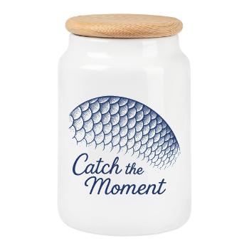 Catch the Moment Fish Scales - Cookie Jar with Wooden Lid - white - Front
