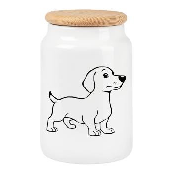 T-shirt chien teckel cadeau - Boîte à biscuits avec couvercle en bois - blanc - Devant