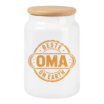 Best Grandma Gift Grandmother - Cookie Jar with Wooden Lid - white - Front