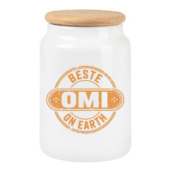 Beste Omi Geschenk Oma - Keksdose mit Holzdeckel - Weiß - Vorne