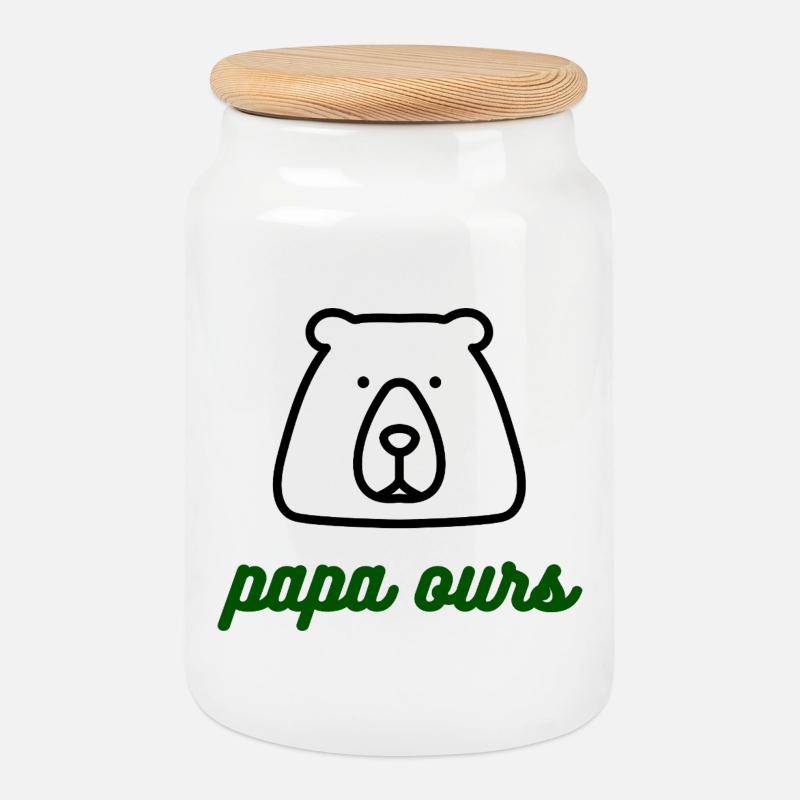 Papa-ours-logo - Keksdose mit Holzdeckel - Weiß