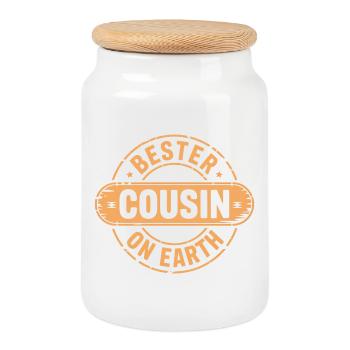 Cousin le plus proche - Boîte à biscuits avec couvercle en bois - blanc - Devant