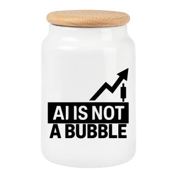 AI Is Not a Bubble - Cookie Jar with Wooden Lid - white - Front