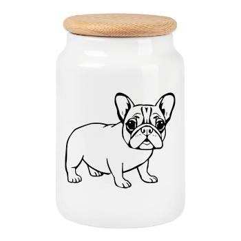 Bouledogue français chiens T-shirt cadeau - Boîte à biscuits avec couvercle en bois - blanc - Devant