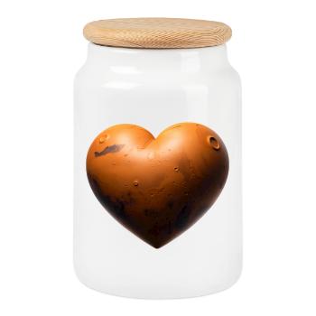 MARS-LIEBHABER – Frieden & Liebe - Keksdose mit Holzdeckel - Weiß - Vorne