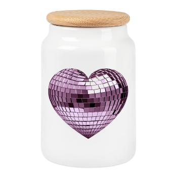 DISCO BALL LOVE #2 - peace & love - Cookie Jar with Wooden Lid - white - Front