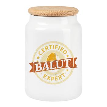 Certified Balut Expert Philippines - Cookie Jar with Wooden Lid - white - Front