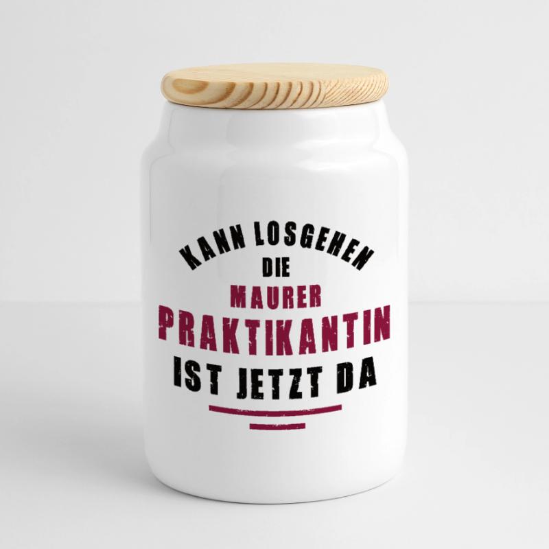 Trainee Bricklayer Internship Masonry Cookie Jar with Wooden Lid