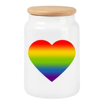 Rainbow_heart - Keksdose mit Holzdeckel - Weiß - Vorne