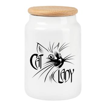 Cat Lady Katze Katzen black  - Keksdose mit Holzdeckel - Weiß - Vorne