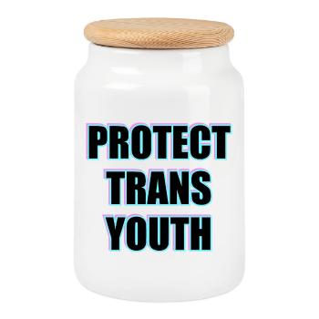 Protéger les jeunes trans - Boîte à biscuits avec couvercle en bois - blanc - Devant